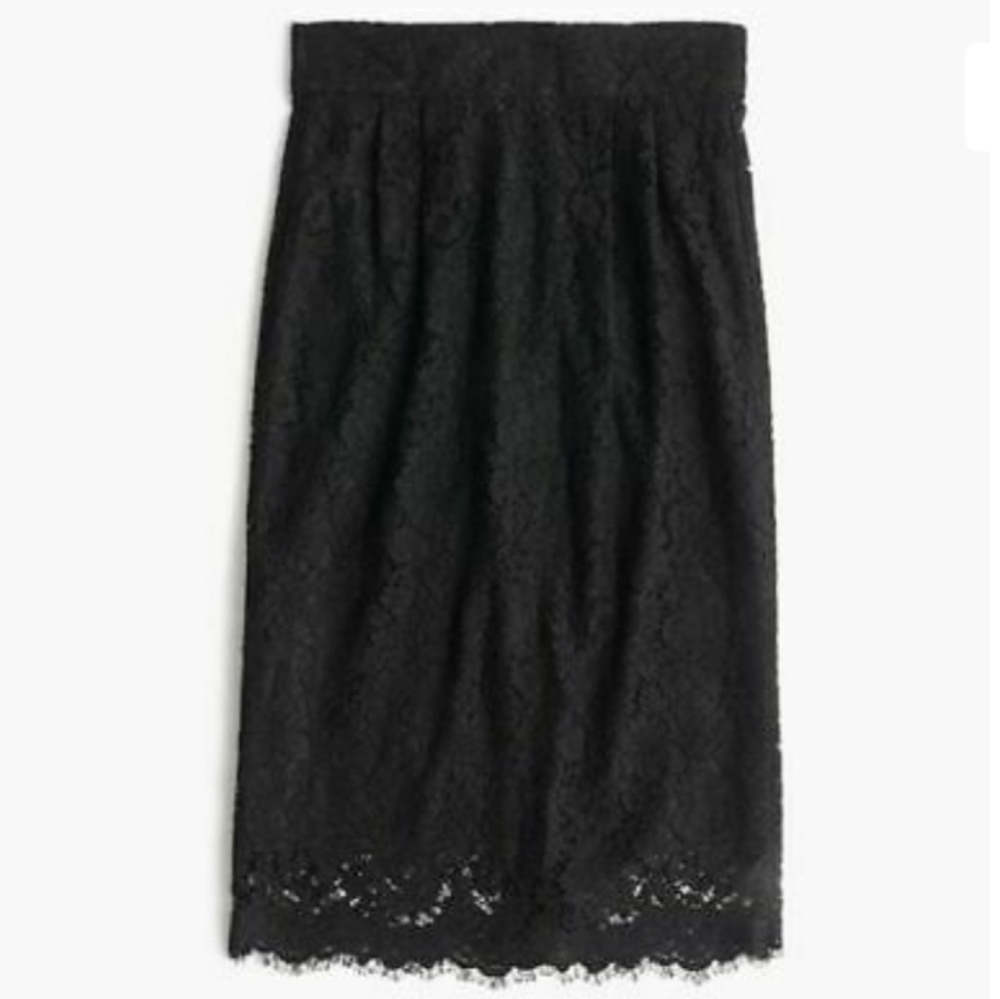 J. Crew Black Lace Pencil Skirt